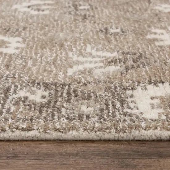 Brown And Ivory Wool Oriental Hand Tufted Area Rug Photo 5