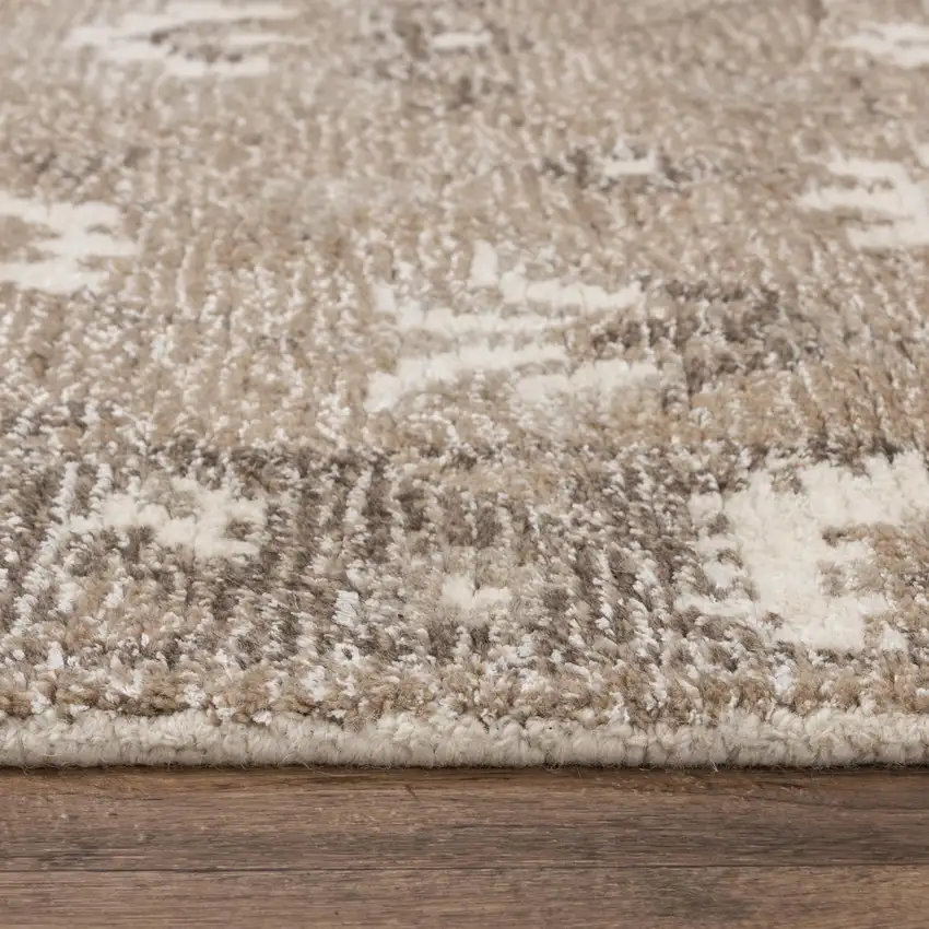 Brown And Ivory Wool Oriental Hand Tufted Area Rug Photo 5