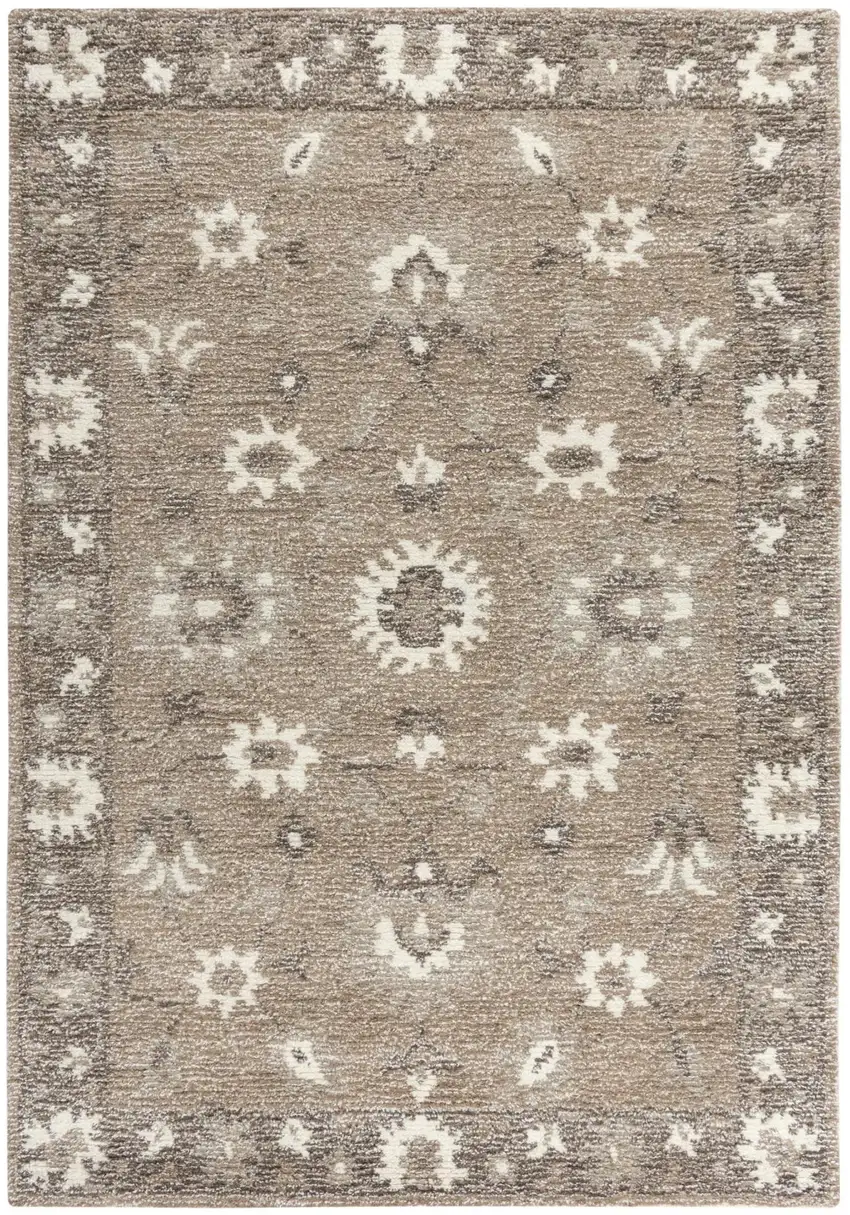 Brown And Ivory Wool Oriental Hand Tufted Area Rug Photo 1