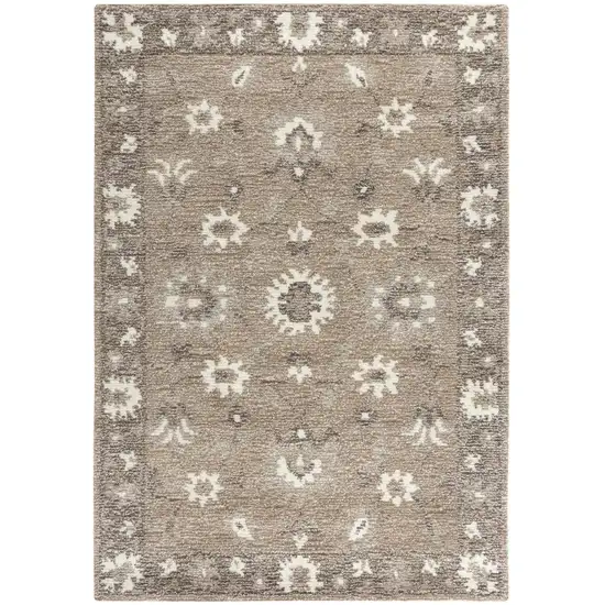 Brown And Ivory Wool Oriental Hand Tufted Area Rug Photo 1