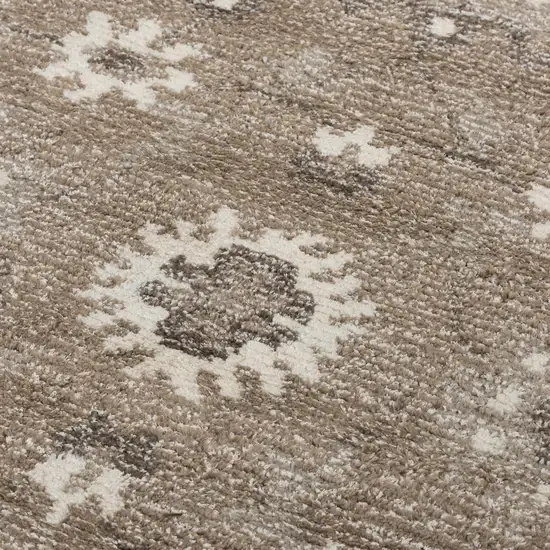Brown And Ivory Wool Oriental Hand Tufted Area Rug Photo 3