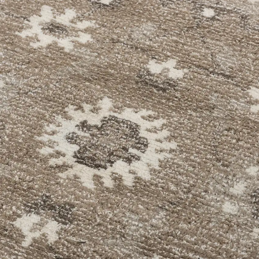 Brown And Ivory Wool Oriental Hand Tufted Area Rug Photo 3