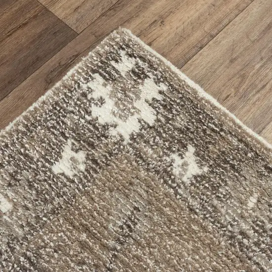 Brown And Ivory Wool Oriental Hand Tufted Area Rug Photo 4