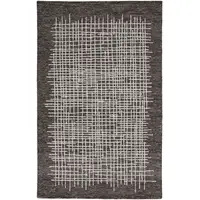 Photo of Brown And Ivory Wool Plaid Tufted Handmade Stain Resistant Area Rug