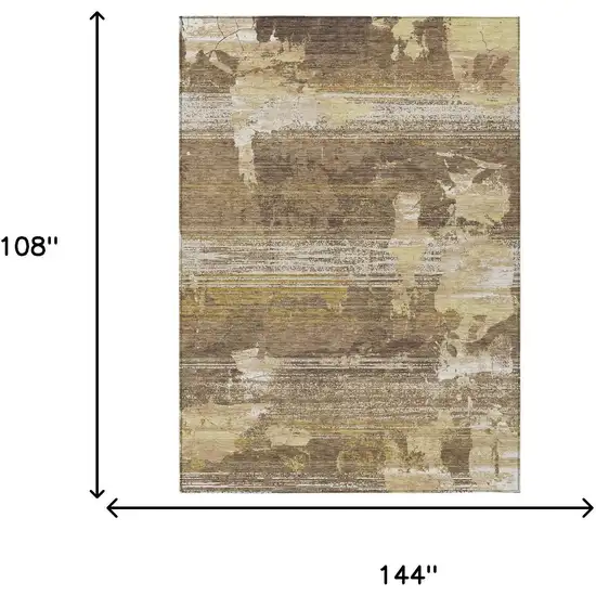 Brown And Khaki Abstract Washable Indoor Outdoor Area Rug Photo 6