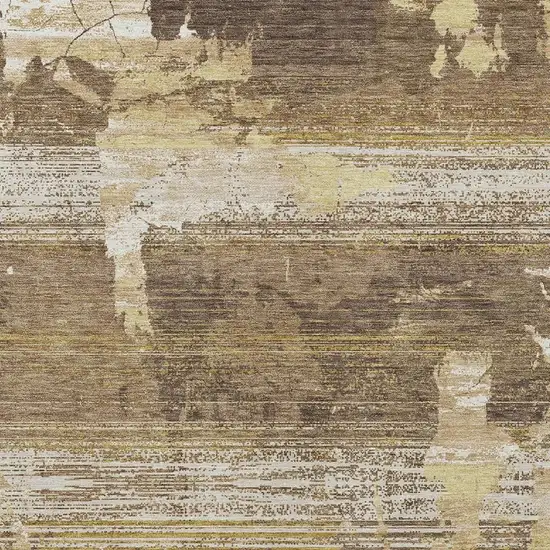 Brown And Khaki Abstract Washable Indoor Outdoor Area Rug Photo 2