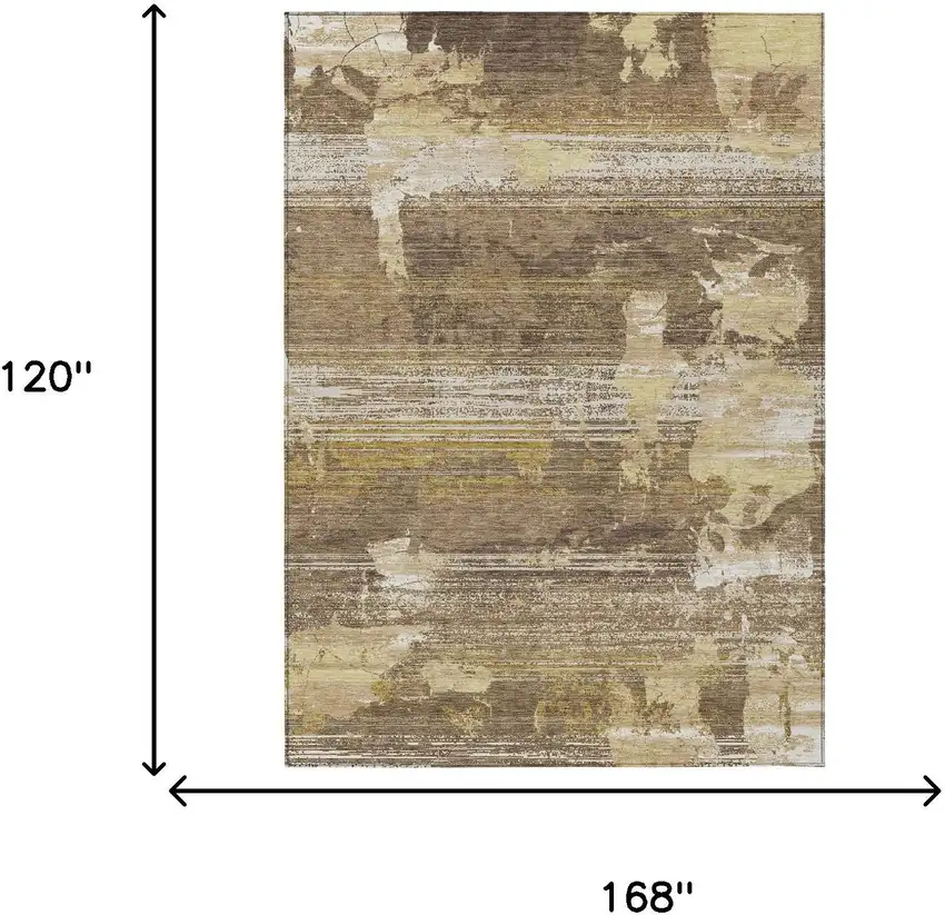 Brown And Khaki Abstract Washable Indoor Outdoor Area Rug Photo 6