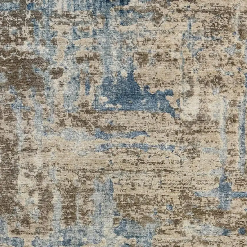 Brown And Khaki Abstract Washable Indoor Outdoor Area Rug Photo 3