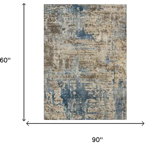 Brown And Khaki Abstract Washable Indoor Outdoor Area Rug Photo 7
