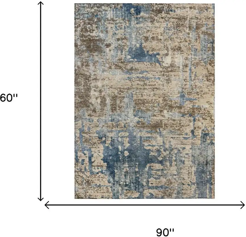 Brown And Khaki Abstract Washable Indoor Outdoor Area Rug Photo 7