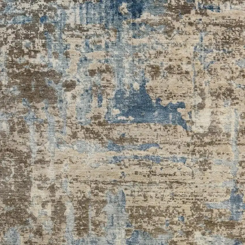 Brown And Khaki Abstract Washable Indoor Outdoor Area Rug Photo 3