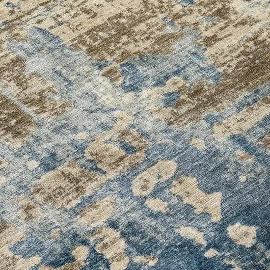 Brown And Khaki Abstract Washable Indoor Outdoor Area Rug Photo 6