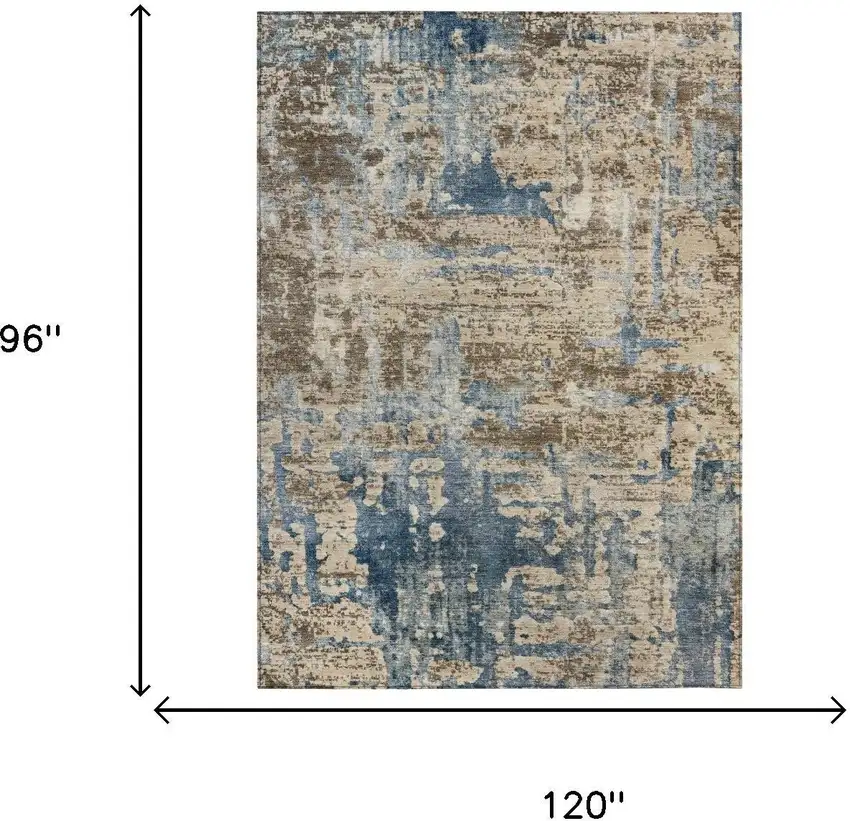 Brown And Khaki Abstract Washable Indoor Outdoor Area Rug Photo 7