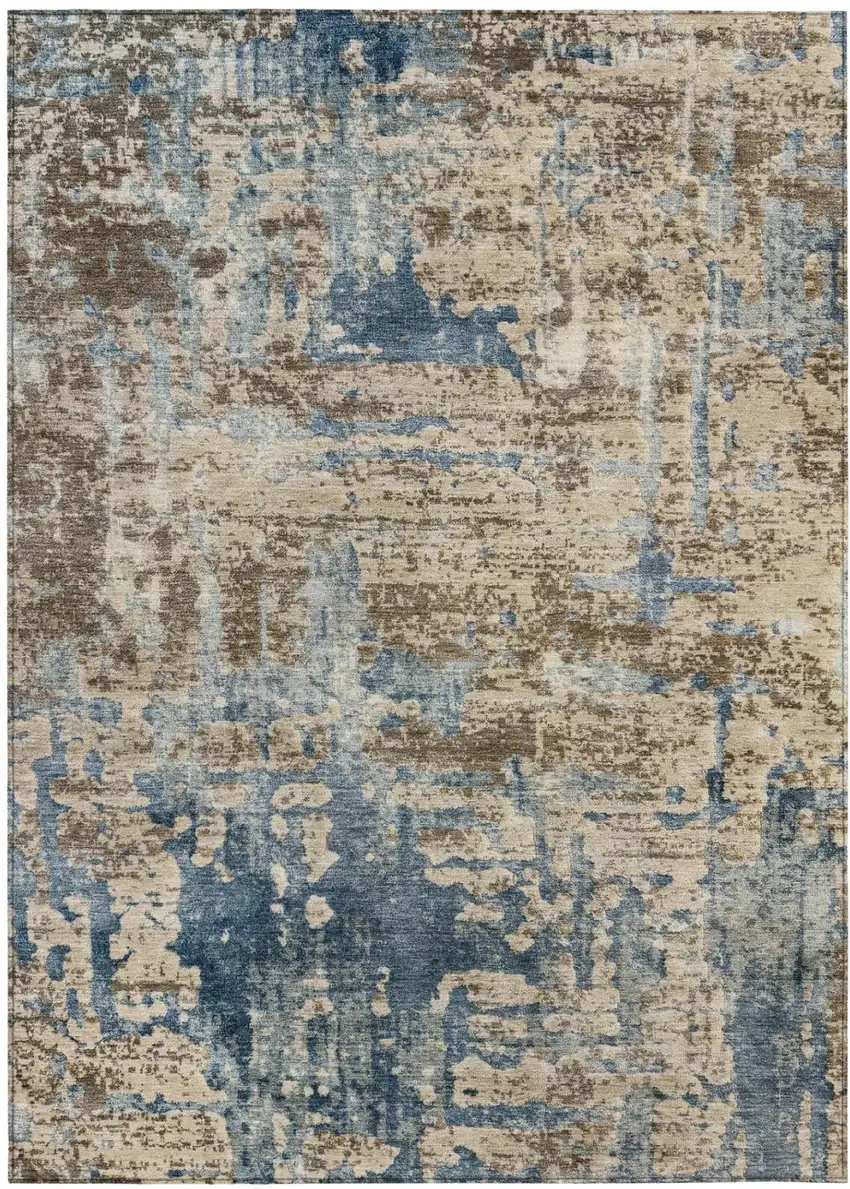 Brown And Khaki Abstract Washable Indoor Outdoor Area Rug Photo 2