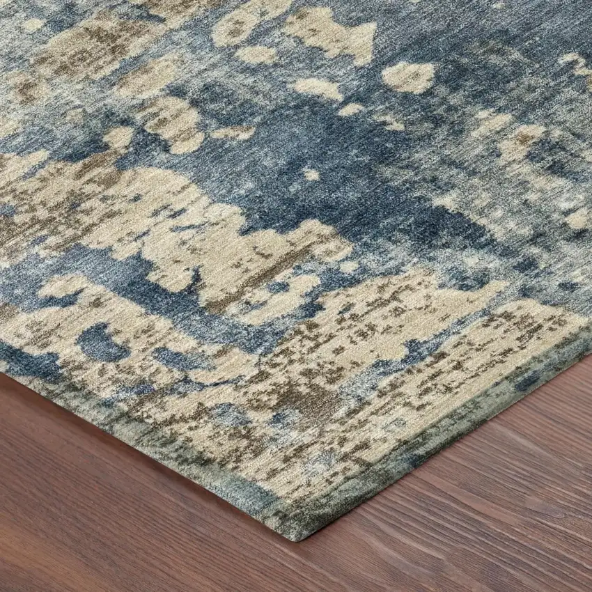Brown And Khaki Abstract Washable Indoor Outdoor Area Rug Photo 5