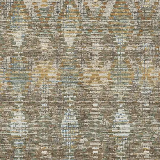Brown And Khaki Floral Medallion Washable Indoor Outdoor Area Rug Photo 2