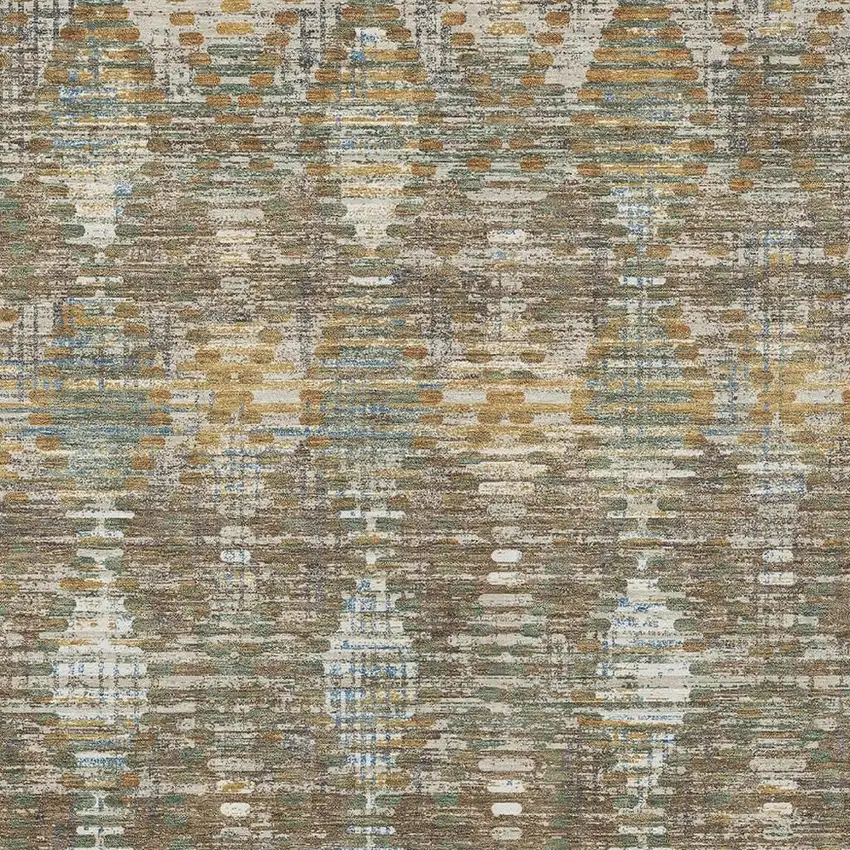 Brown And Khaki Floral Medallion Washable Indoor Outdoor Area Rug Photo 2