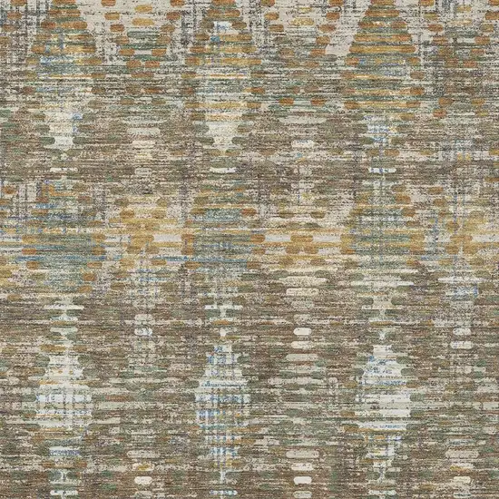 Brown And Khaki Floral Medallion Washable Indoor Outdoor Area Rug Photo 2