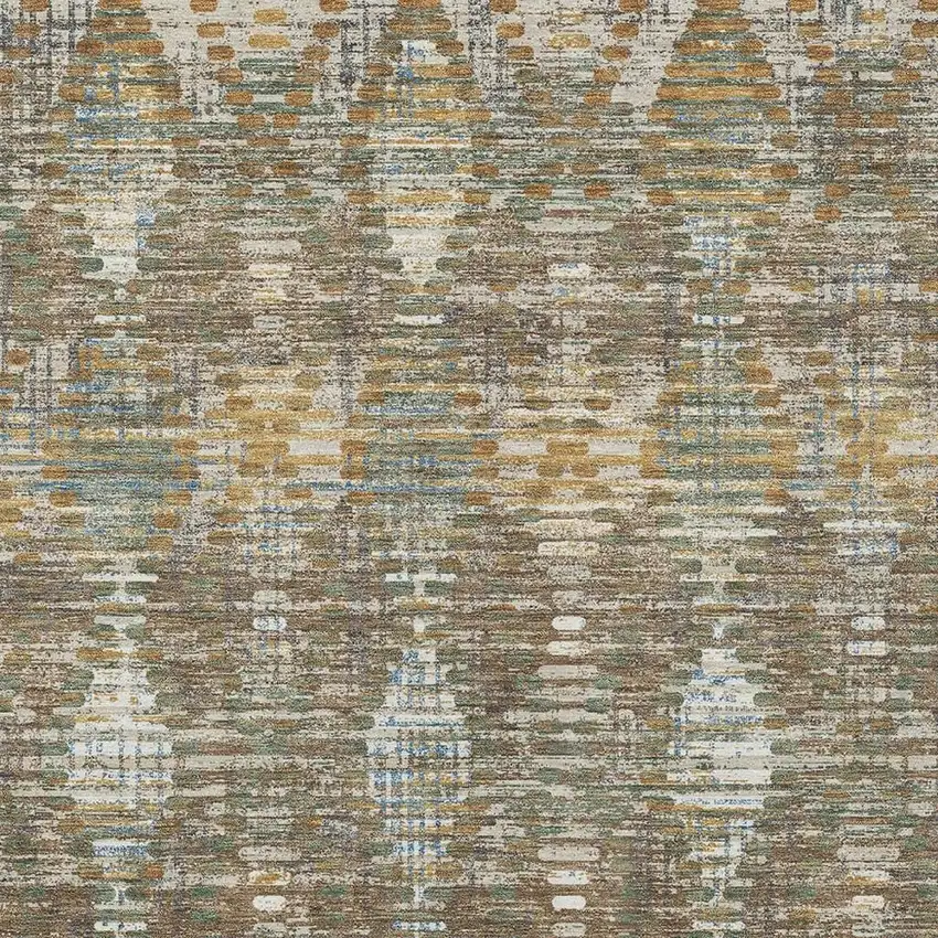 Brown And Khaki Floral Medallion Washable Indoor Outdoor Area Rug Photo 2