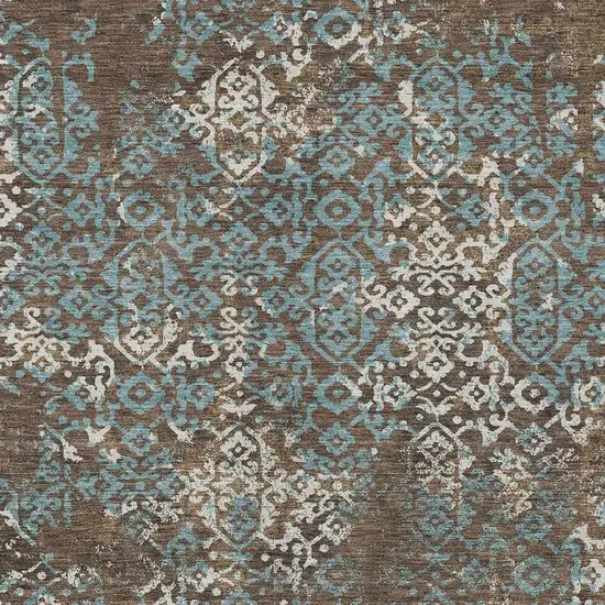 Brown And Khaki Oriental Washable Indoor Outdoor Area Rug Photo 3