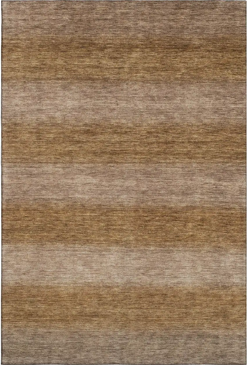 Brown And Khaki Striped Washable Area Rug With UV Protection Photo 4