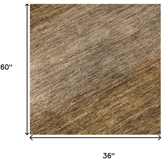 Brown And Khaki Striped Washable Area Rug With UV Protection Photo 8