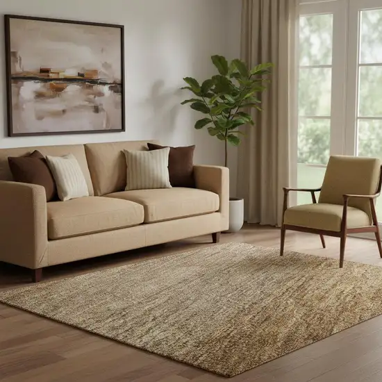 Brown And Khaki Striped Washable Area Rug With UV Protection Photo 2