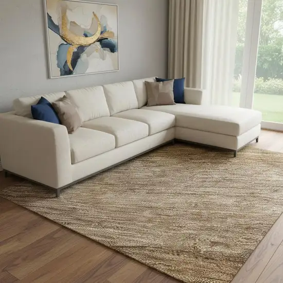 Brown And Khaki Striped Washable Area Rug With UV Protection Photo 2