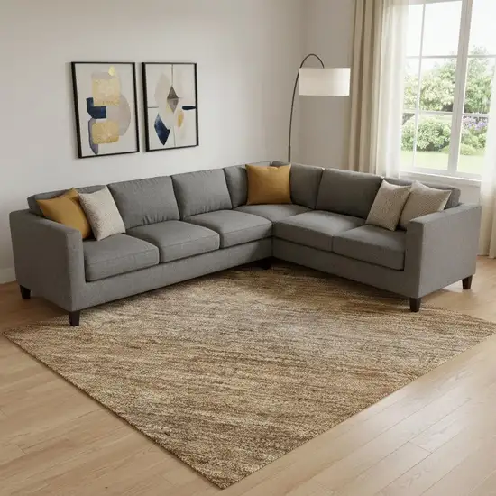 Brown And Khaki Striped Washable Area Rug With UV Protection Photo 2