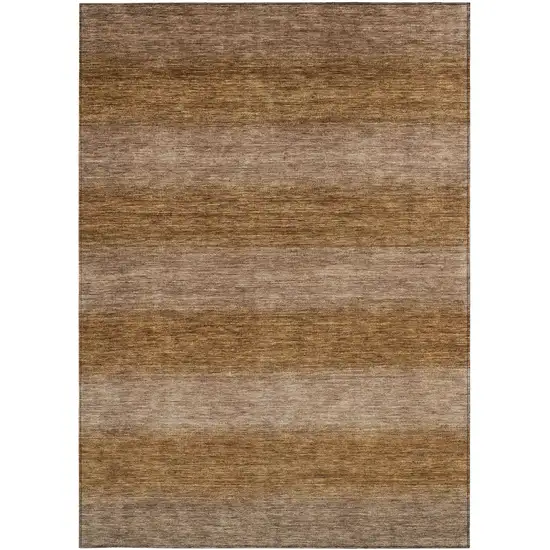 Brown And Khaki Striped Washable Indoor Outdoor Area Rug Photo 4