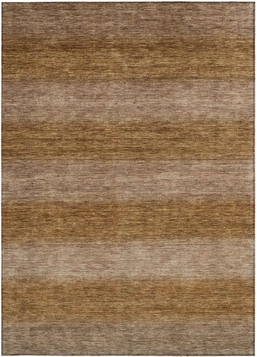 Brown And Khaki Striped Washable Indoor Outdoor Area Rug Photo 4