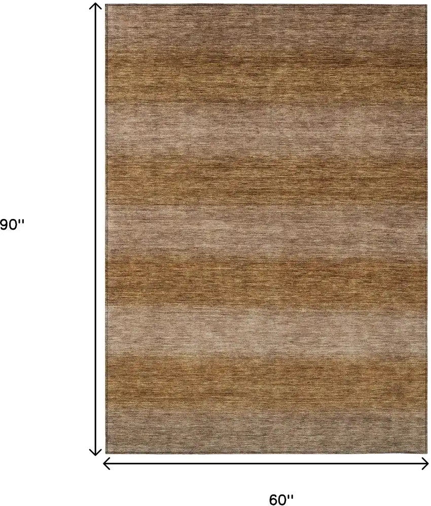 Brown And Khaki Striped Washable Indoor Outdoor Area Rug Photo 8