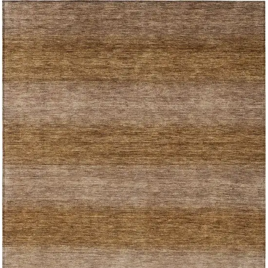 Brown And Khaki Striped Washable Indoor Outdoor Area Rug Photo 4
