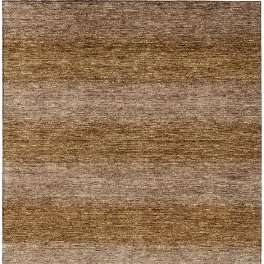 Brown And Khaki Striped Washable Indoor Outdoor Area Rug Photo 4