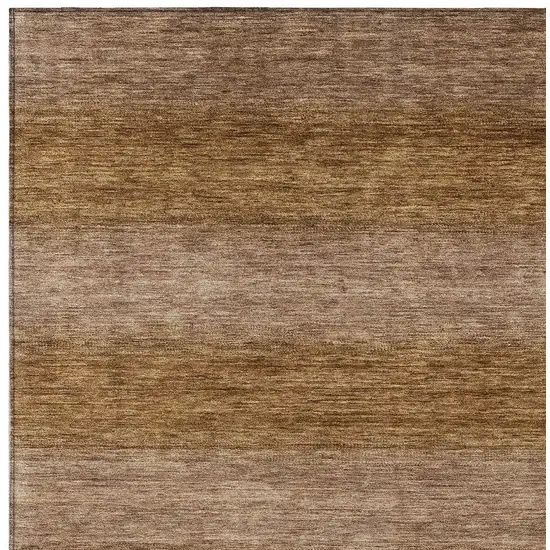 Brown And Khaki Striped Washable Indoor Outdoor Area Rug Photo 4