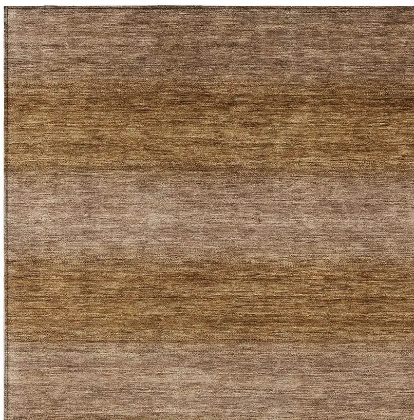 Brown And Khaki Striped Washable Indoor Outdoor Area Rug Photo 4