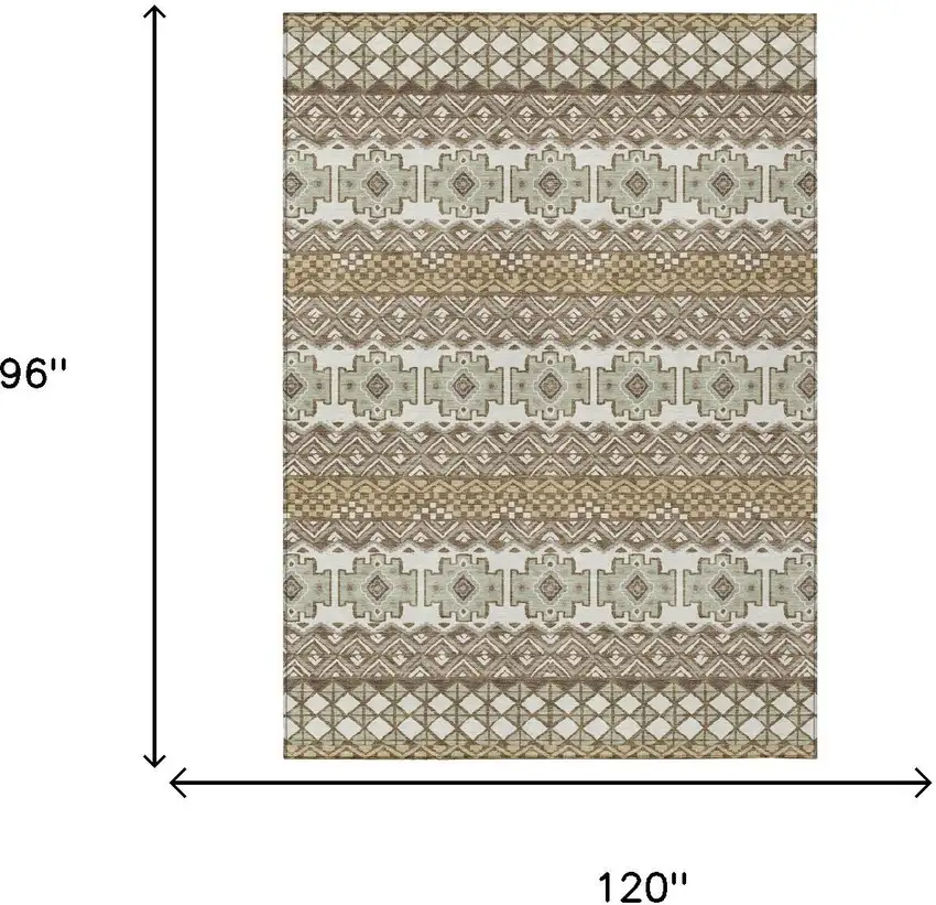 Brown And Khaki Striped Washable Indoor Outdoor Area Rug Photo 5
