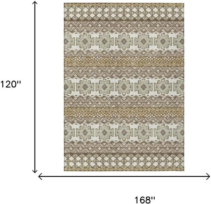 Brown And Khaki Striped Washable Indoor Outdoor Area Rug Photo 5