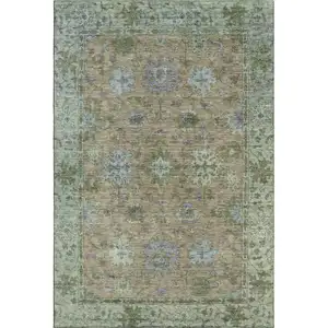 Photo of Brown And Lavender Oriental Washable Area Rug With UV Protection