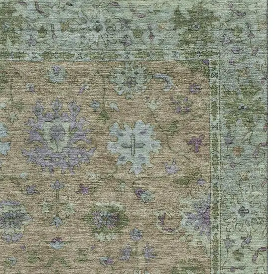 Brown And Lavender Oriental Washable Area Rug With UV Protection Photo 4