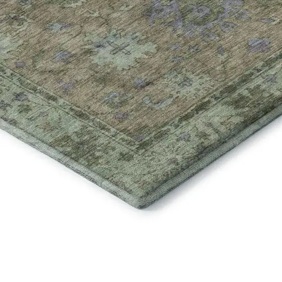 Brown And Lavender Oriental Washable Area Rug With UV Protection Photo 7