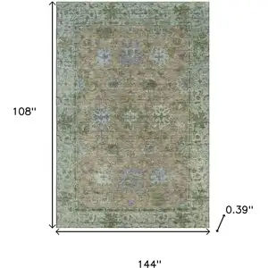 Photo of Brown And Lavender Oriental Washable Area Rug With UV Protection