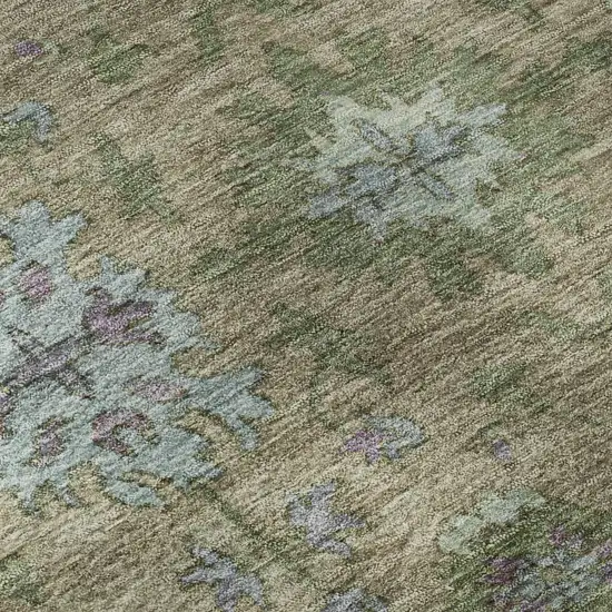 Brown And Lavender Oriental Washable Area Rug With UV Protection Photo 8