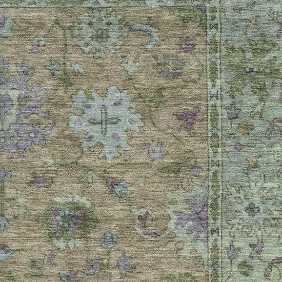 Brown And Lavender Oriental Washable Area Rug With UV Protection Photo 3
