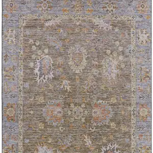 Photo of Brown And Lavender Oriental Washable Area Rug With UV Protection