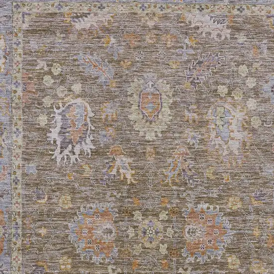 Brown And Lavender Oriental Washable Area Rug With UV Protection Photo 3