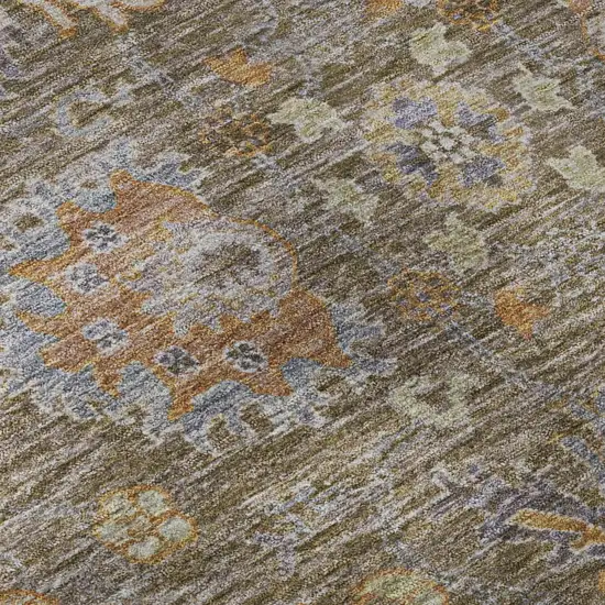 Brown And Lavender Oriental Washable Area Rug With UV Protection Photo 8