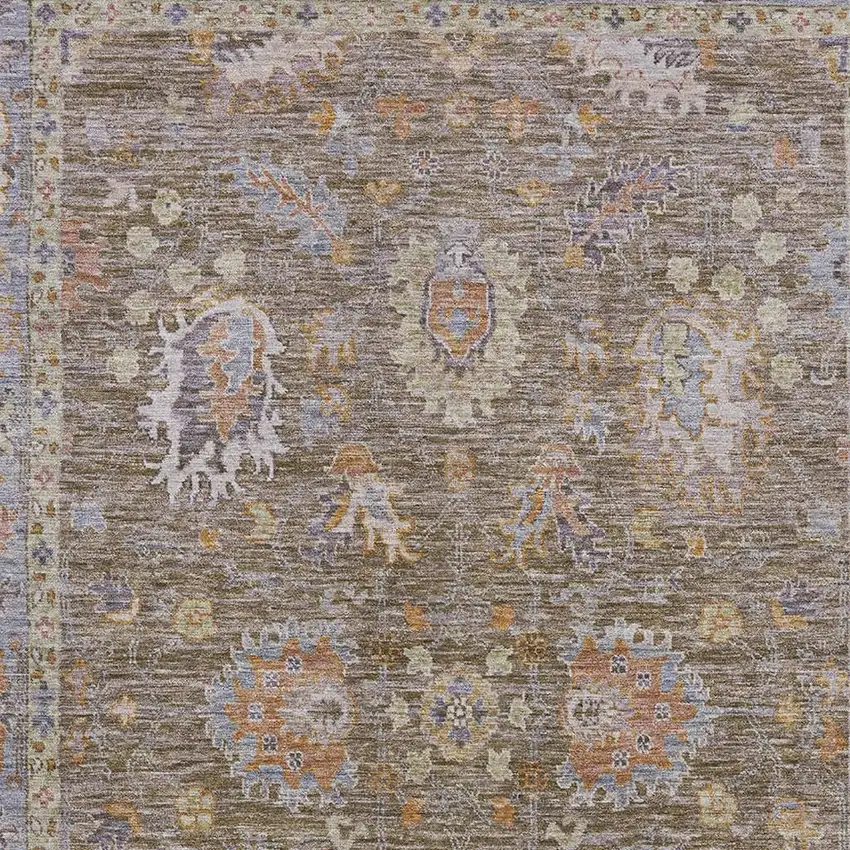 Brown And Lavender Oriental Washable Area Rug With UV Protection Photo 3