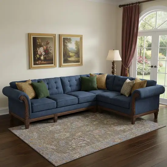 Brown And Lavender Oriental Washable Area Rug With UV Protection Photo 2