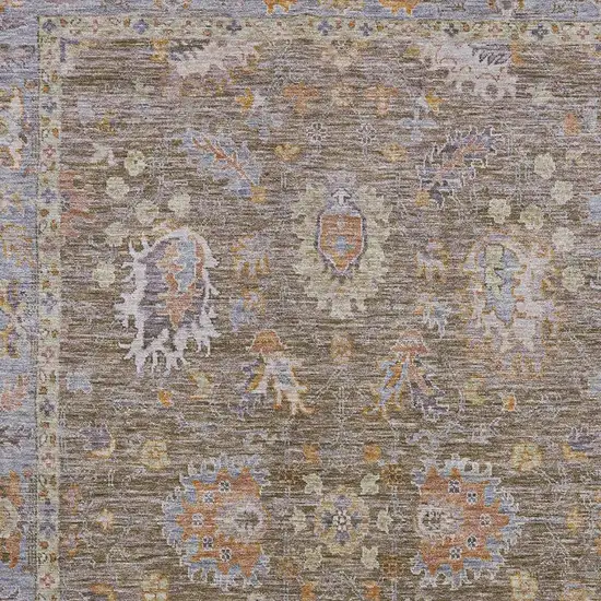 Brown And Lavender Oriental Washable Area Rug With UV Protection Photo 3